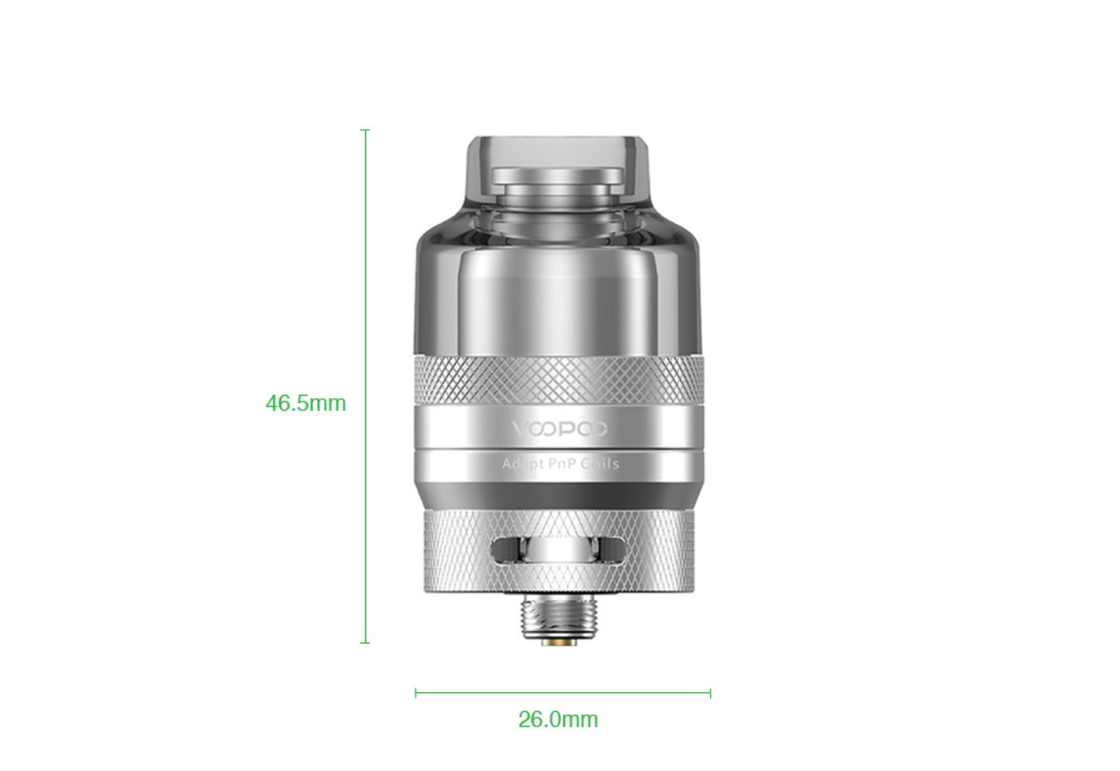 26 x 46,5 mm Voopoo Rta Pod Tank 2ml 510 Thread Pnp Tanks Thay thế