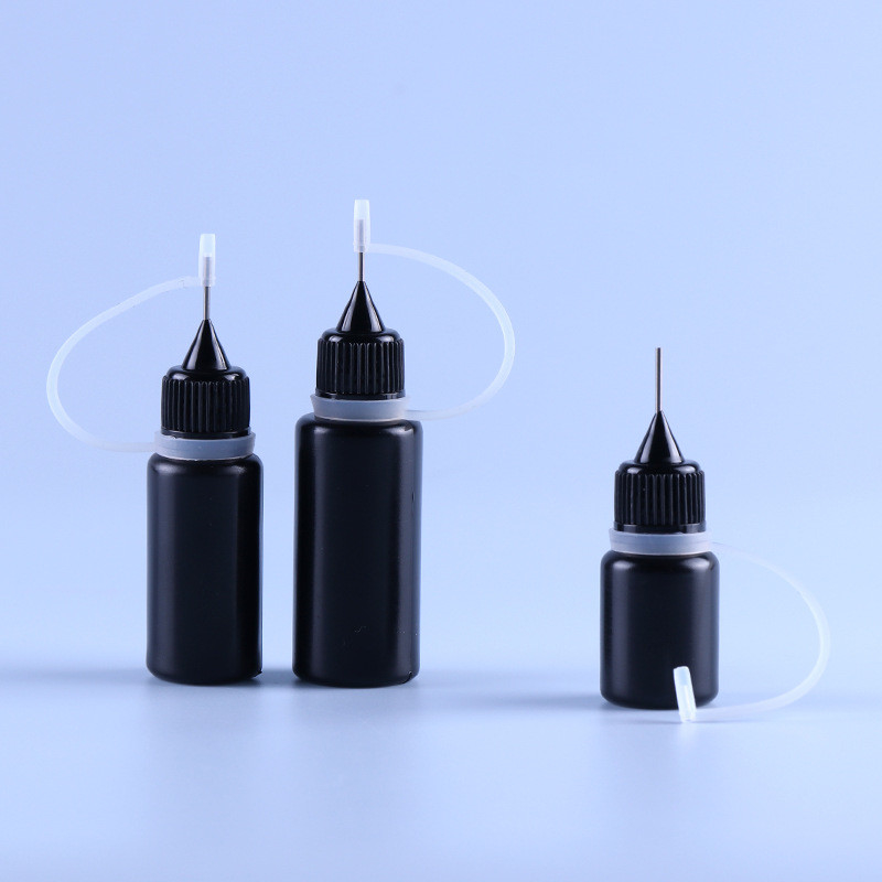Đầu kim PE màu đen Đầu rỗng Ejuice Vape Chai nước trái cây Vòng silicone chịu được ánh sáng